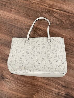 White Monogram Tote Bag with Double Handles